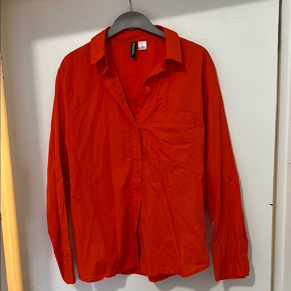 H&M Red Casual Blouse Long Sleeve